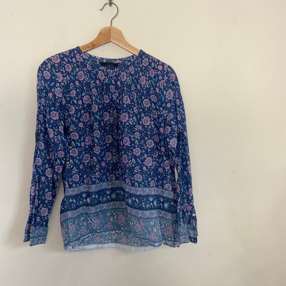 J.CREW  WOMEN'S SIZE 4 BLOUSE BLUE/MULTI